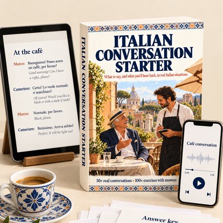 Italian Conversation Starter book with the companion reader and audio